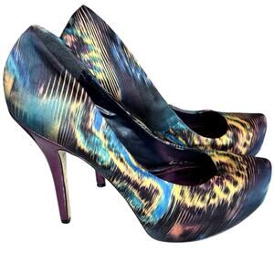 Aldo Stilleto Platform Pumps Heels Sz 40 US 9 Peacock Mermaid